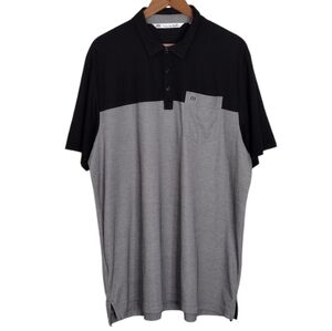 Travis Mathew Men's Black Gray Short Sleeve Athletic Golf Polo Shirt Sz XL